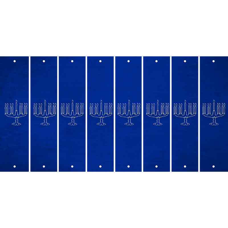 Blue Oil Rubbed Cut Fun Strips (Set of 8) MENORAH