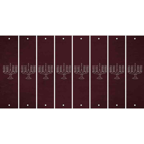 Burgundy Oil Rubbed Cut Fun Strips (Set of 8) MENORAH