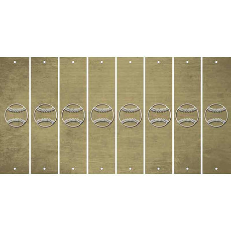 Gold Oil Rubbed Cut Fun Strips (Set of 8) BASEBALL WITH BAT