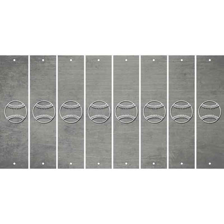 Gray Oil Rubbed Cut Fun Strips (Set of 8) BASEBALL WITH BAT