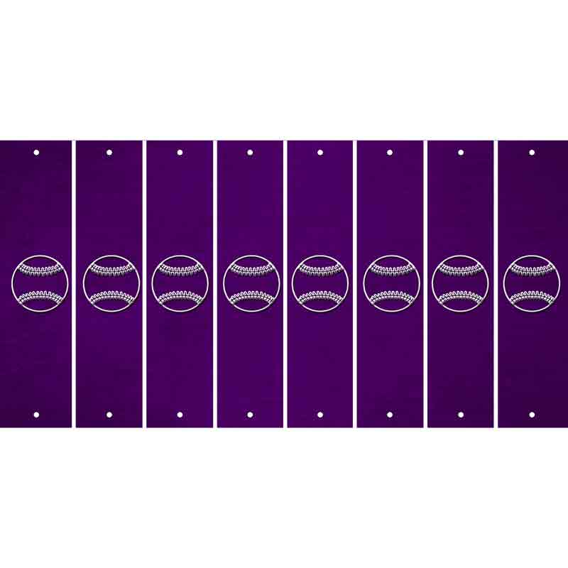 Purple Oil Rubbed Cut Fun Strips (Set of 8) BASEBALL WITH BAT