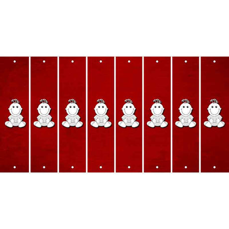 Red Oil Rubbed Cut Fun Strips (Set of 8) BASEBALL