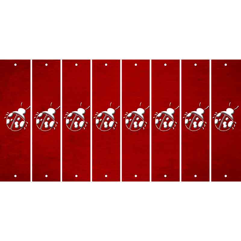 Red Oil Rubbed Cut Fun Strips (Set of 8) LADYBUG