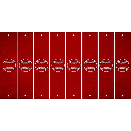 Red Oil Rubbed Cut Fun Strips (Set of 8) BASEBALL WITH BAT
