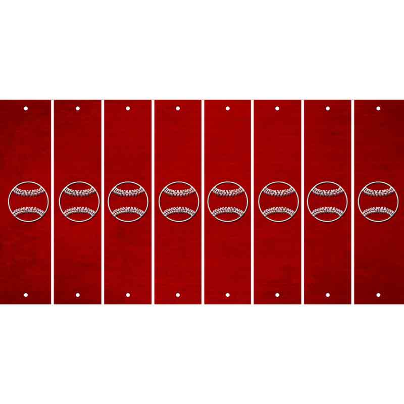 Red Oil Rubbed Cut Fun Strips (Set of 8) BASEBALL WITH BAT