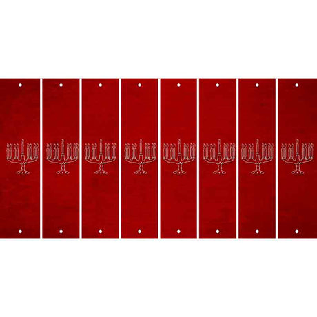 Red Oil Rubbed Cut Fun Strips (Set of 8) MENORAH