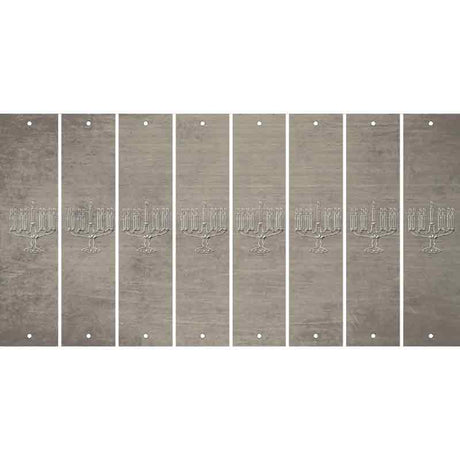 Tan Oil Rubbed Cut Fun Strips (Set of 8) MENORAH