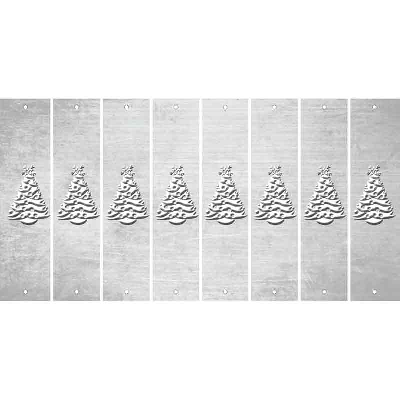 White Oil Rubbed Cut Fun Strips (Set of 8) CHRISTMAS TREE