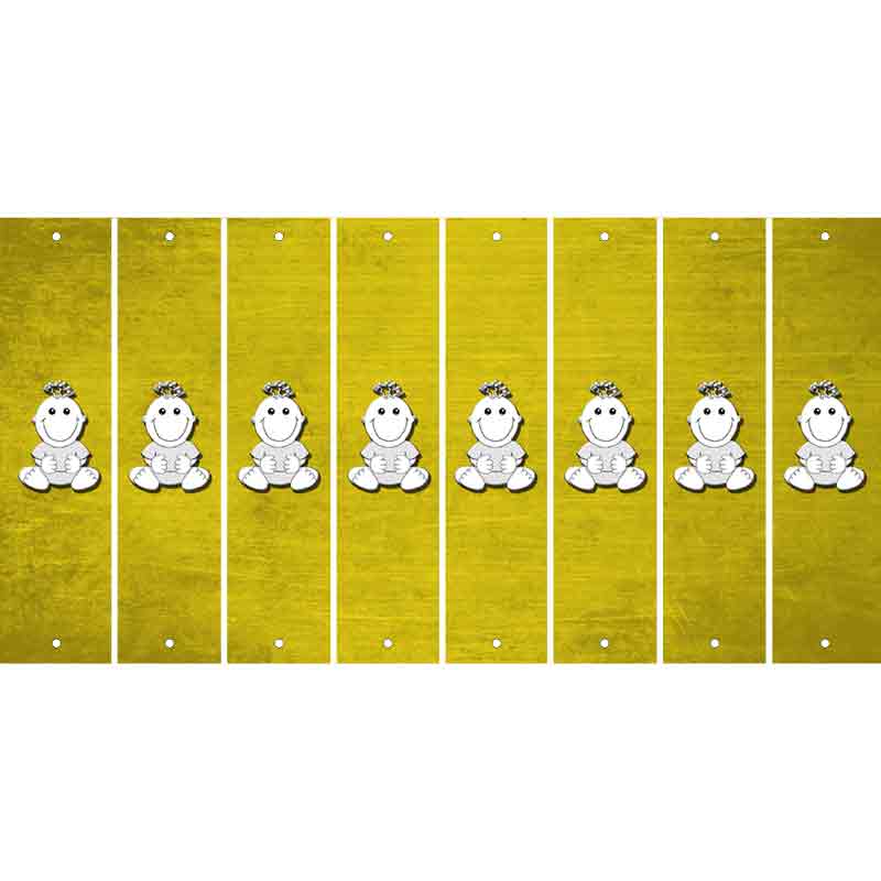 Yellow Oil Rubbed Cut Fun Strips (Set of 8) BASEBALL