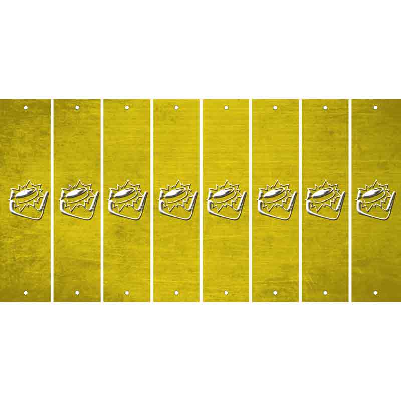 Yellow Oil Rubbed Cut Fun Strips (Set of 8) HOCKEY PUCK