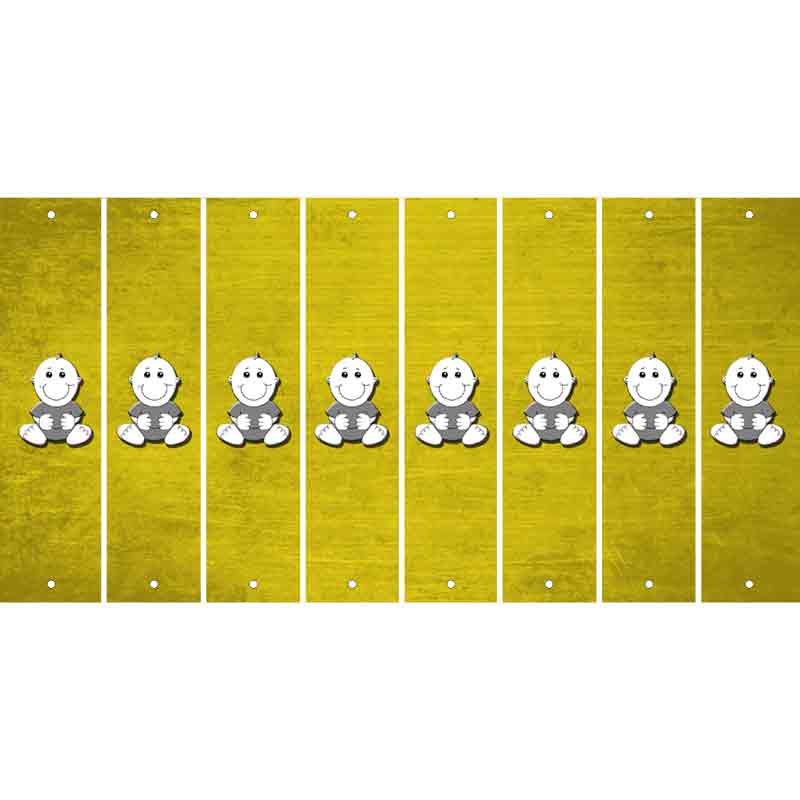 Yellow Oil Rubbed Cut Fun Strips (Set of 8) BABY GIRL