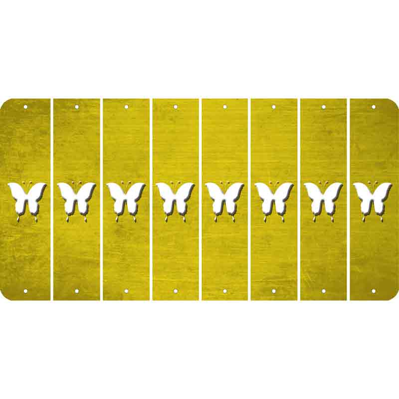 Yellow Oil Rubbed Cut Fun Strips (Set of 8) BUTTERFLY