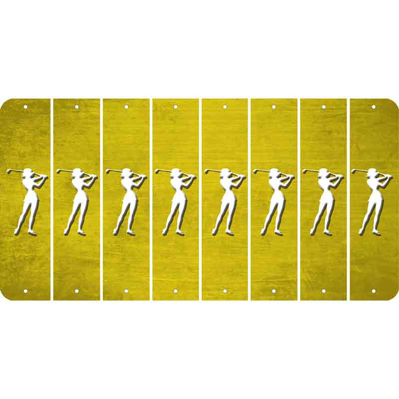Yellow Oil Rubbed Cut Fun Strips (Set of 8) MALE GOLFER