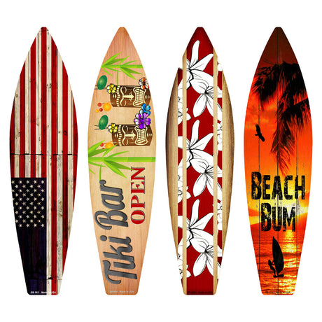 American Beach Bum Surfboard Set Novelty Metal Set of 4 SB-Pack-09