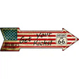 American Flag Get Your Kicks Novelty Metal Arrow Sign 17" x 5" (A)