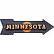 Minnesota Bulb Lettering With State Flag Novelty Metal Arrow Sign 17" x 5" (A)