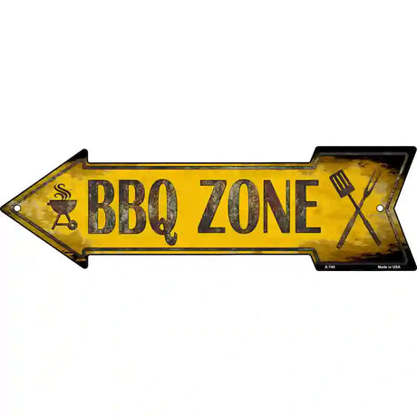 BBQ Zone Left Novelty Metal Arrow Sign 17" x 5" (A)