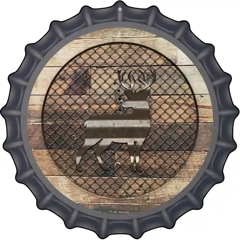 Corrugated Deer on Wood Novelty Metal Bottle Cap Sign BC-1049