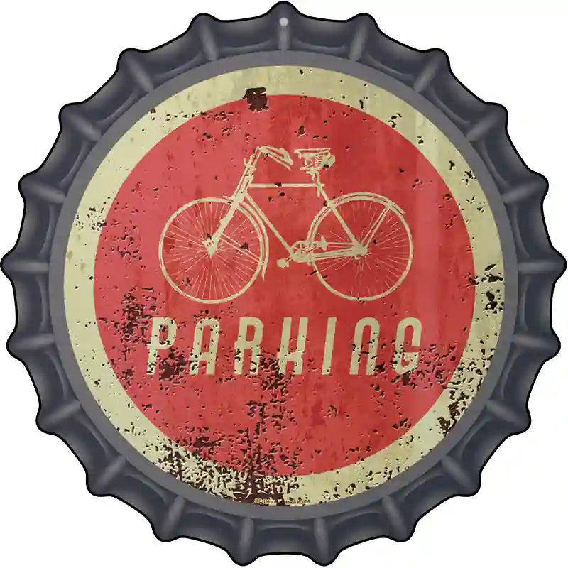 Bicycle Parking Novelty Metal Bottle Cap Sign BC-1081