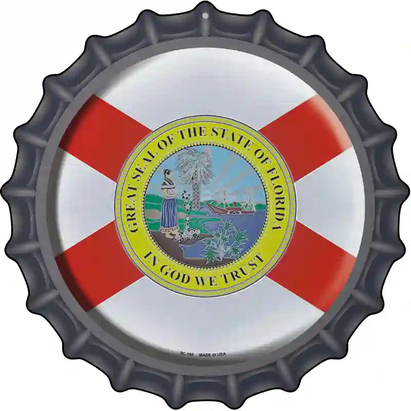 Florida State Flag Novelty Metal Bottle Cap Sign BC-108
