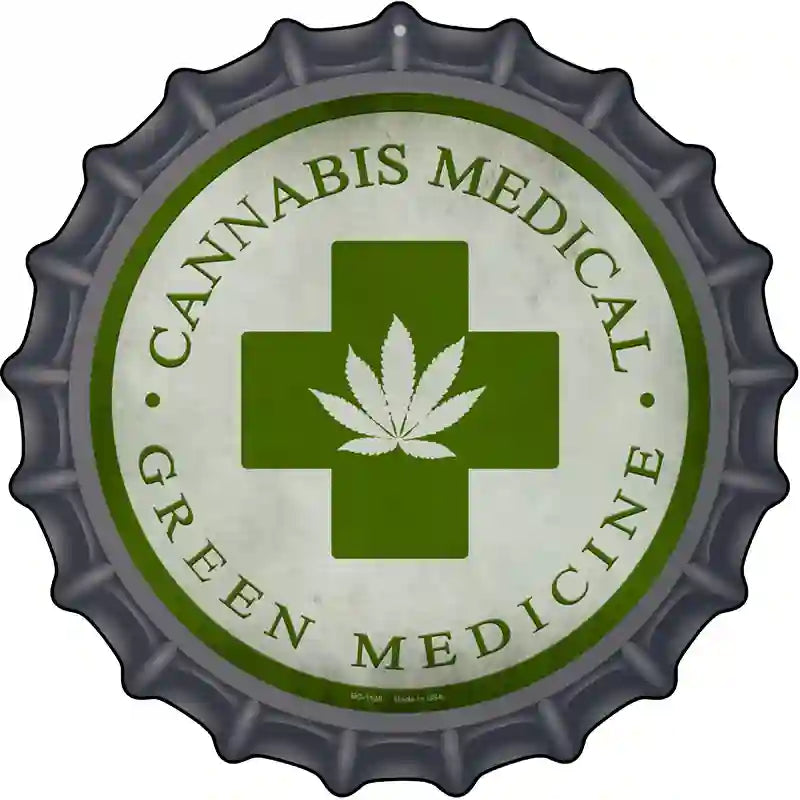 Cannabis Medicine Novelty Metal Bottle Cap Sign BC-1130