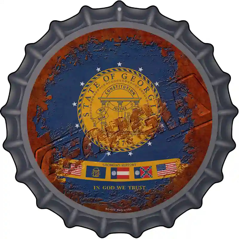Georgia Rusty Stamped Novelty Metal Bottle Cap Sign BC-1175
