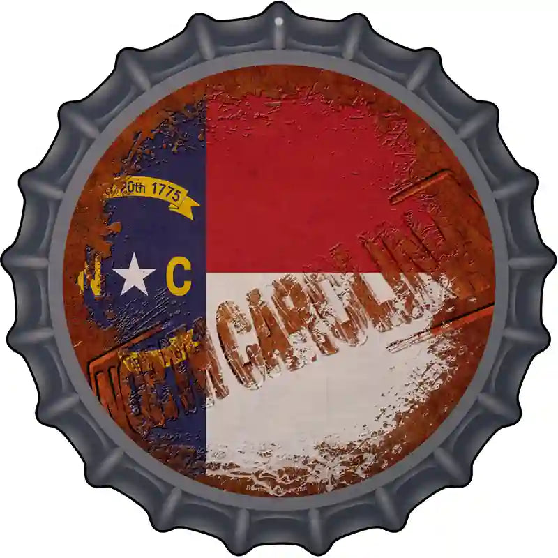 North Carolina Rusty Stamped Novelty Metal Bottle Cap Sign BC-1198