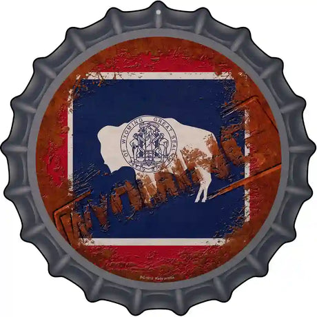 Wyoming Rusty Stamped Novelty Metal Bottle Cap Sign BC-1215