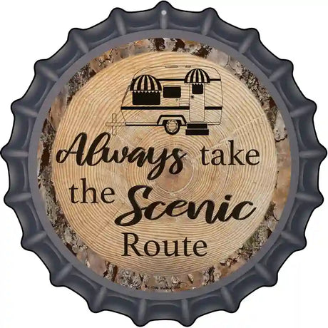 Scenic Route Novelty Metal Bottle Cap Sign