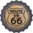 US Route 66 Wood Novelty Metal Bottle Cap Sign