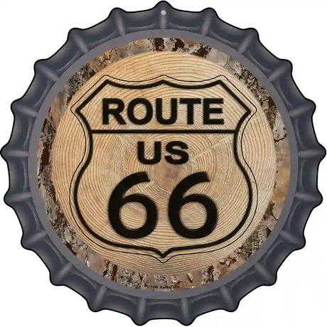 US Route 66 Wood Novelty Metal Bottle Cap Sign