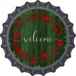 Welcome Wreath Novelty Metal Bottle Cap Sign BC-1421