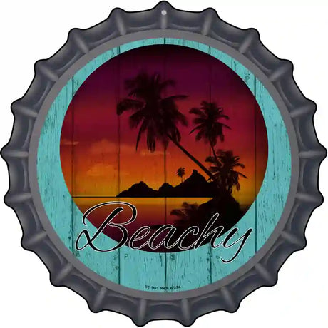 Beachy Sunset Novelty Metal Bottle Cap Sign