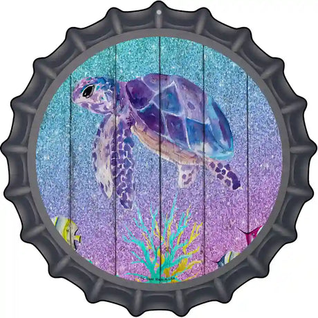 Colorful Sea Turtle Novelty Metal Bottle Cap Sign