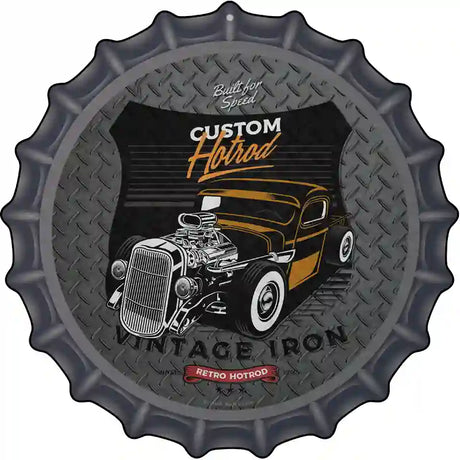Custom Retro Hotrod Novelty Metal Bottle Cap Sign