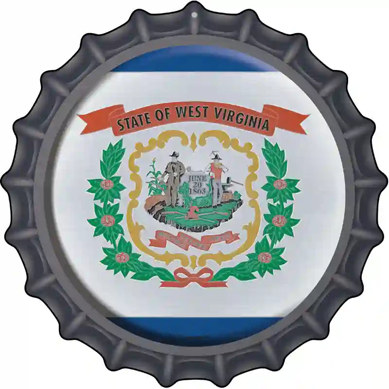 West Virginia State Flag Novelty Metal Bottle Cap Sign BC-147