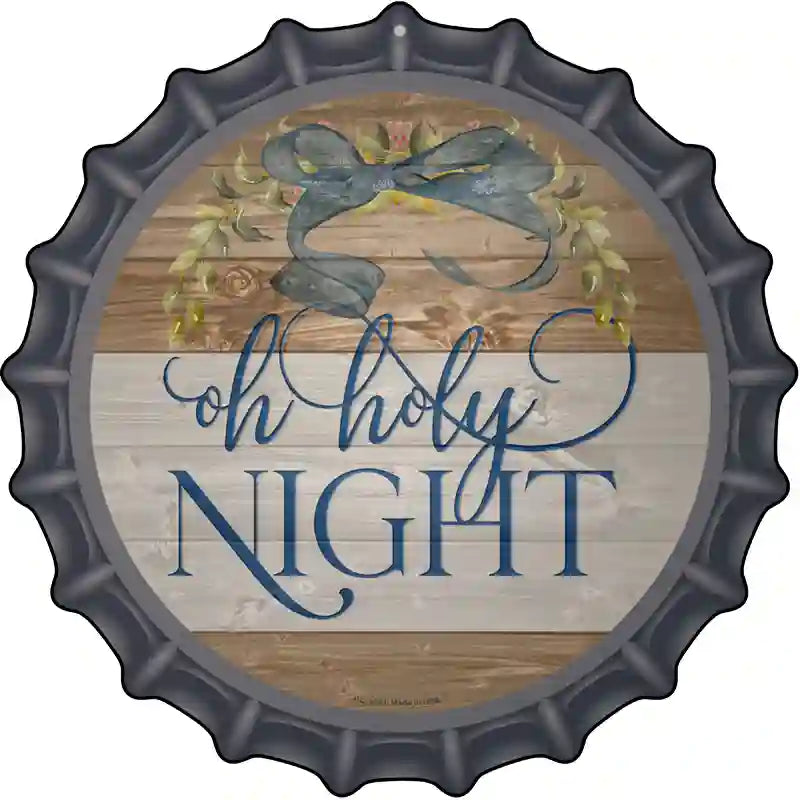 Oh Holy Night Bow Wreath Novelty Metal Bottle Cap Sign