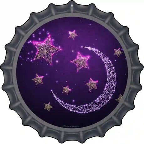 Moon and Stars Novelty Metal Bottle Cap Sign