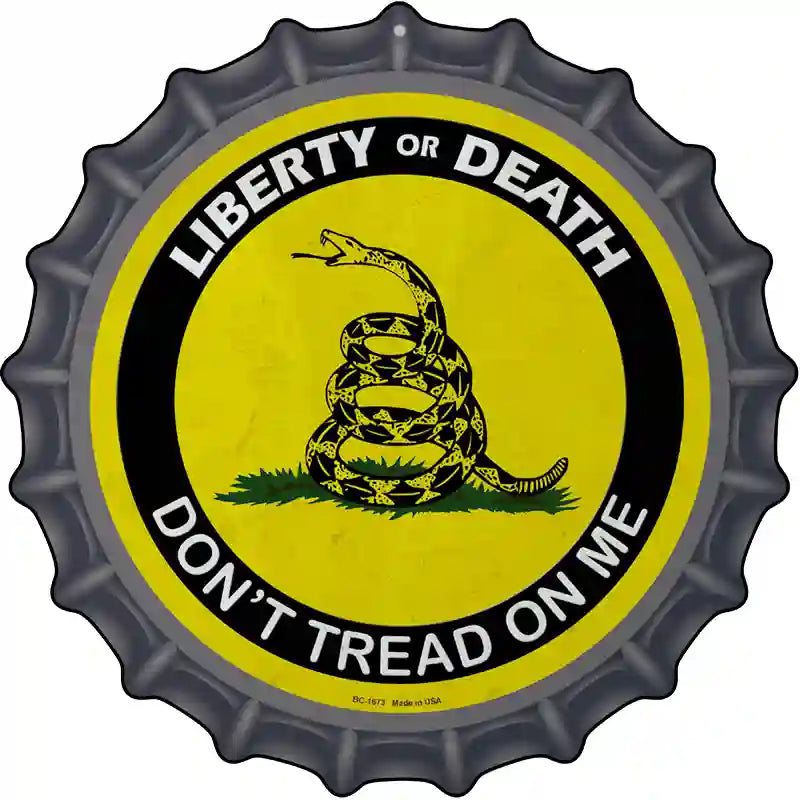 Liberty Or Death Gadsden Novelty Metal Bottle Cap Sign