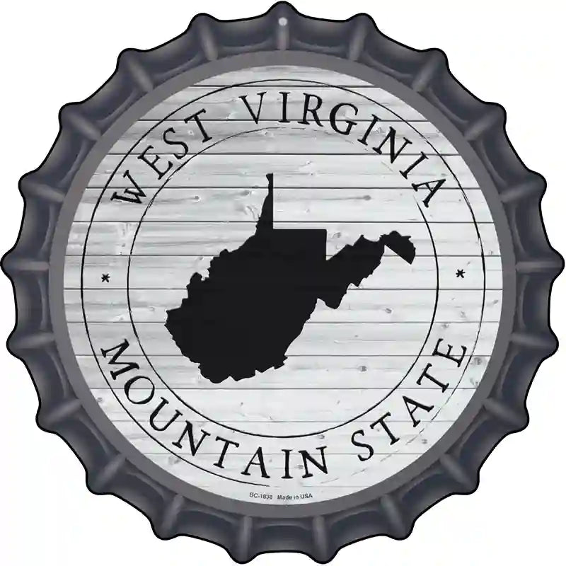 West Virginia Mountain State Wholeslae Novelty Metal Bottle Cap Sign BC-1838