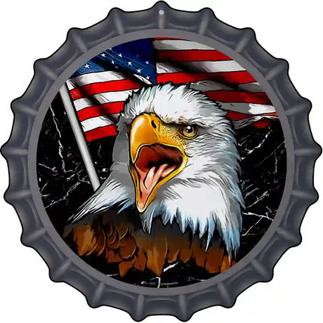 Eagle With Flag Novelty Metal Bottle Cap Sign BC-1850
