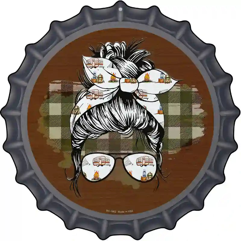 Aviator Bun Camper Print Novelty Metal Bottle Cap Sign
