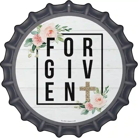 Forgiven with Cross Novelty Metal Bottle Cap Sign