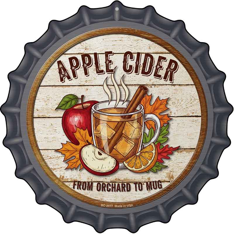 Apple Cider Novelty Metal Bottle Cap Sign BC-2077