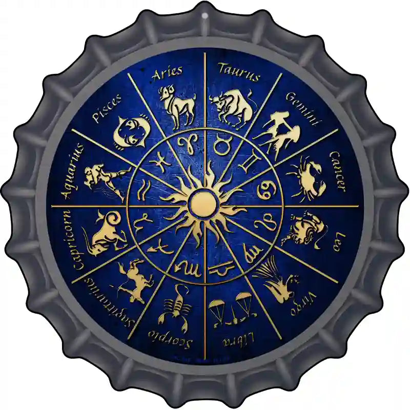 Zodiac Signs Novelty Metal Bottle Cap Sign BC-546