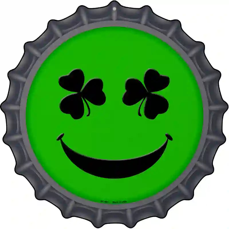 Shamrock Smiling Face Novelty Metal Bottle Cap Sign BC-651