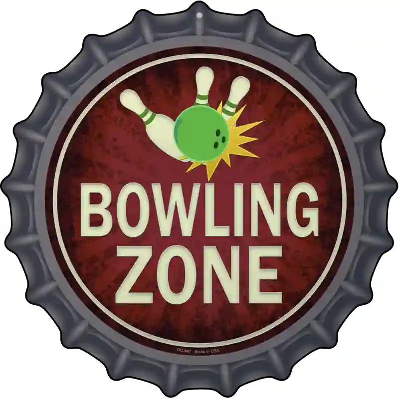 Bowling Zone Novelty Metal Bottle Cap Sign BC-847