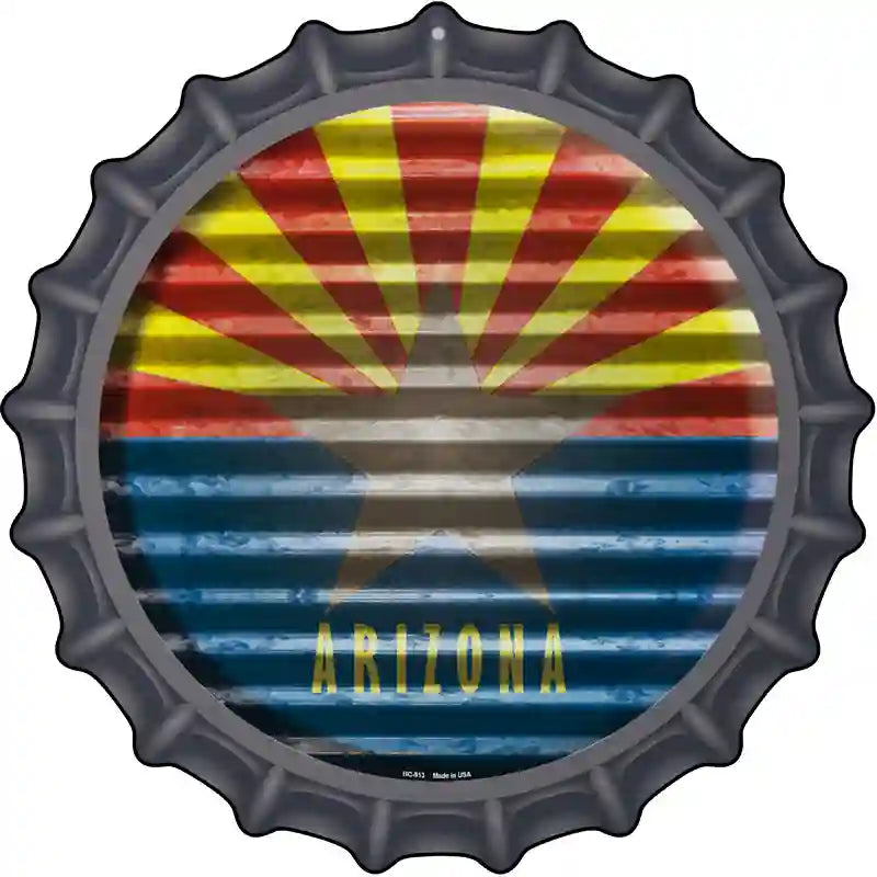 Arizona Flag Corrugated Effect Novelty Metal Bottle Cap Sign BC-913