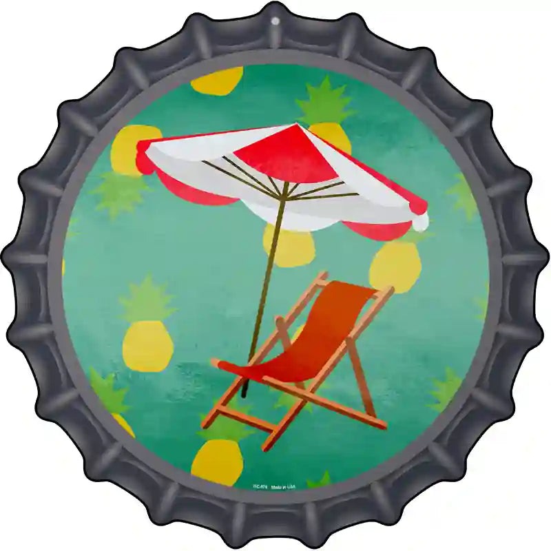 Chair and Umbrella Novelty Metal Bottle Cap Sign BC-976