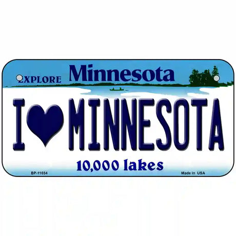 I Love Minnesota Metal Novelty License Plate 6" x 3" (BP)